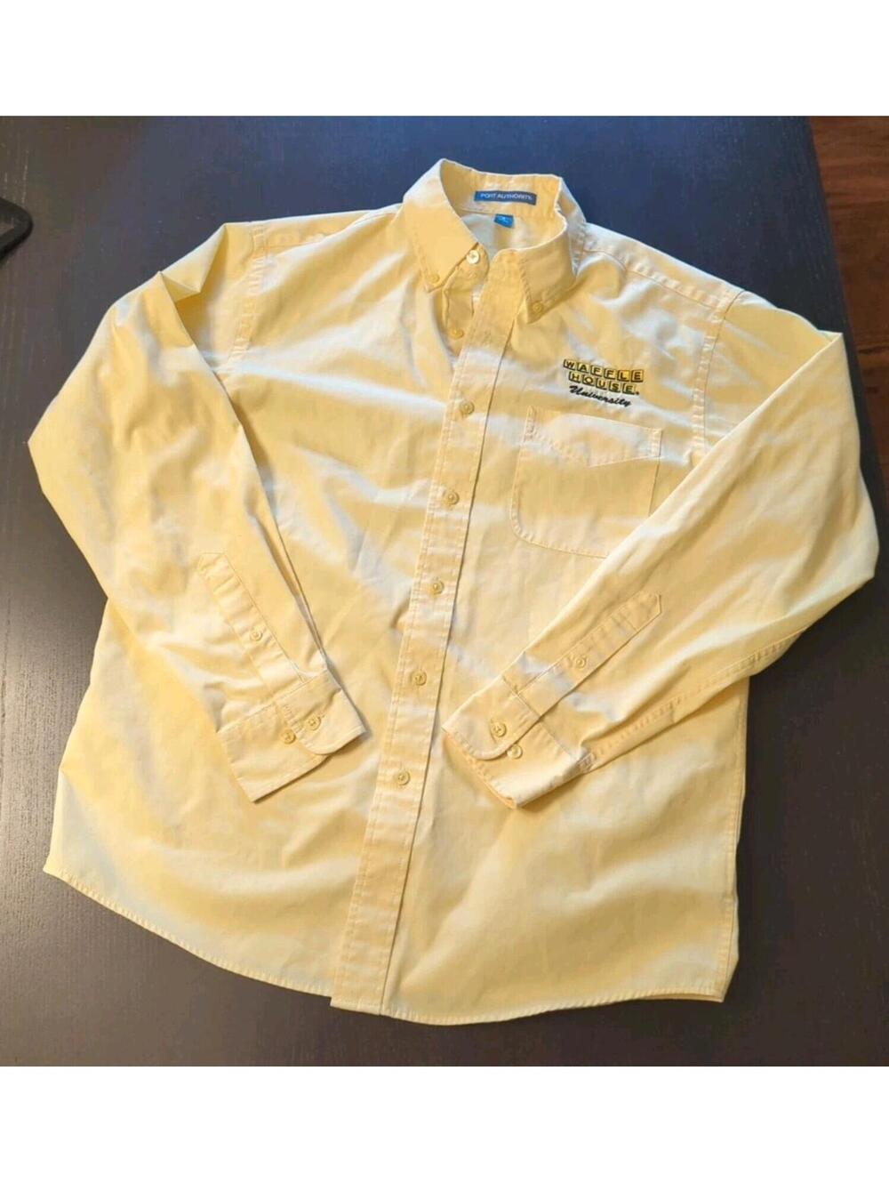 Waffle House University Employee Yellow Shirt Long Sleeve Mens S Collared